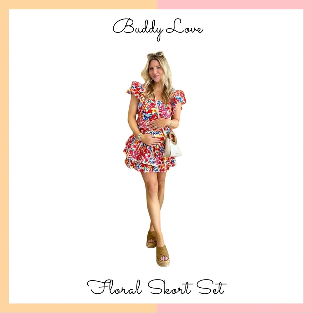 Buddy Love Colorful Floral 2 Piece Skort Set